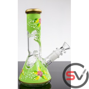 MULTI ART FLOWER GLASS BEAKER 8inch (GLOW IN THE DARK)